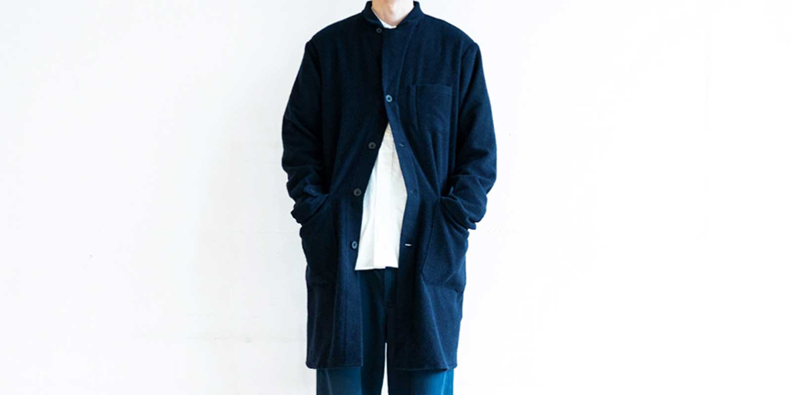 【sold out】d WEAR ショップコート・ウールネイビー・S