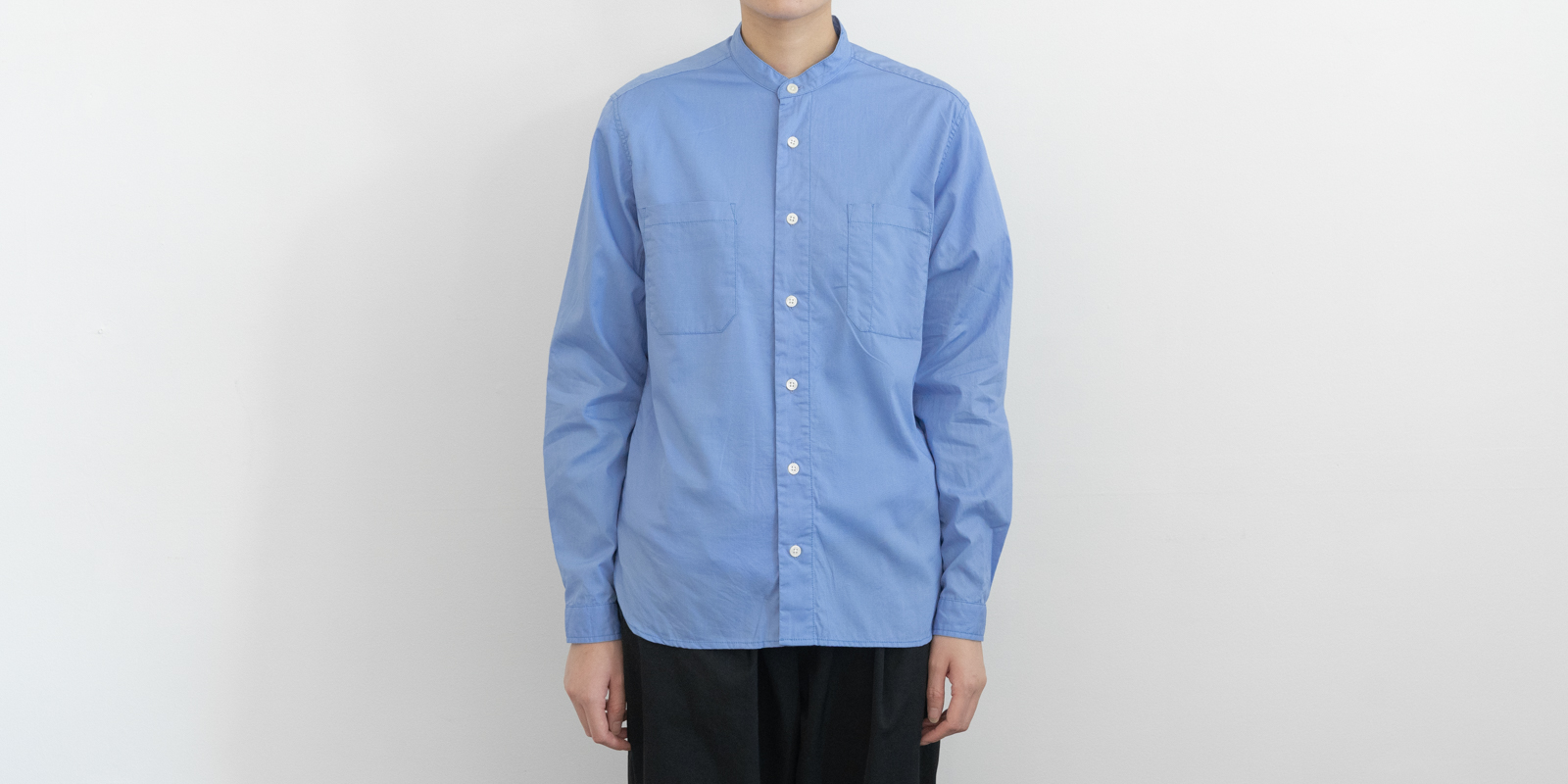 D/d デニール 長袖シャツ スタンドカラー d WEAR スタンドシャツ・ブルー・XL | D&DEPARTMENT