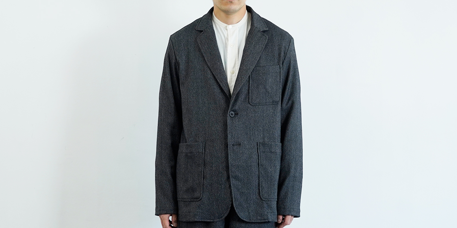 【sold out】d WEAR シングルジャケット・ストレッチウール ブラック・M