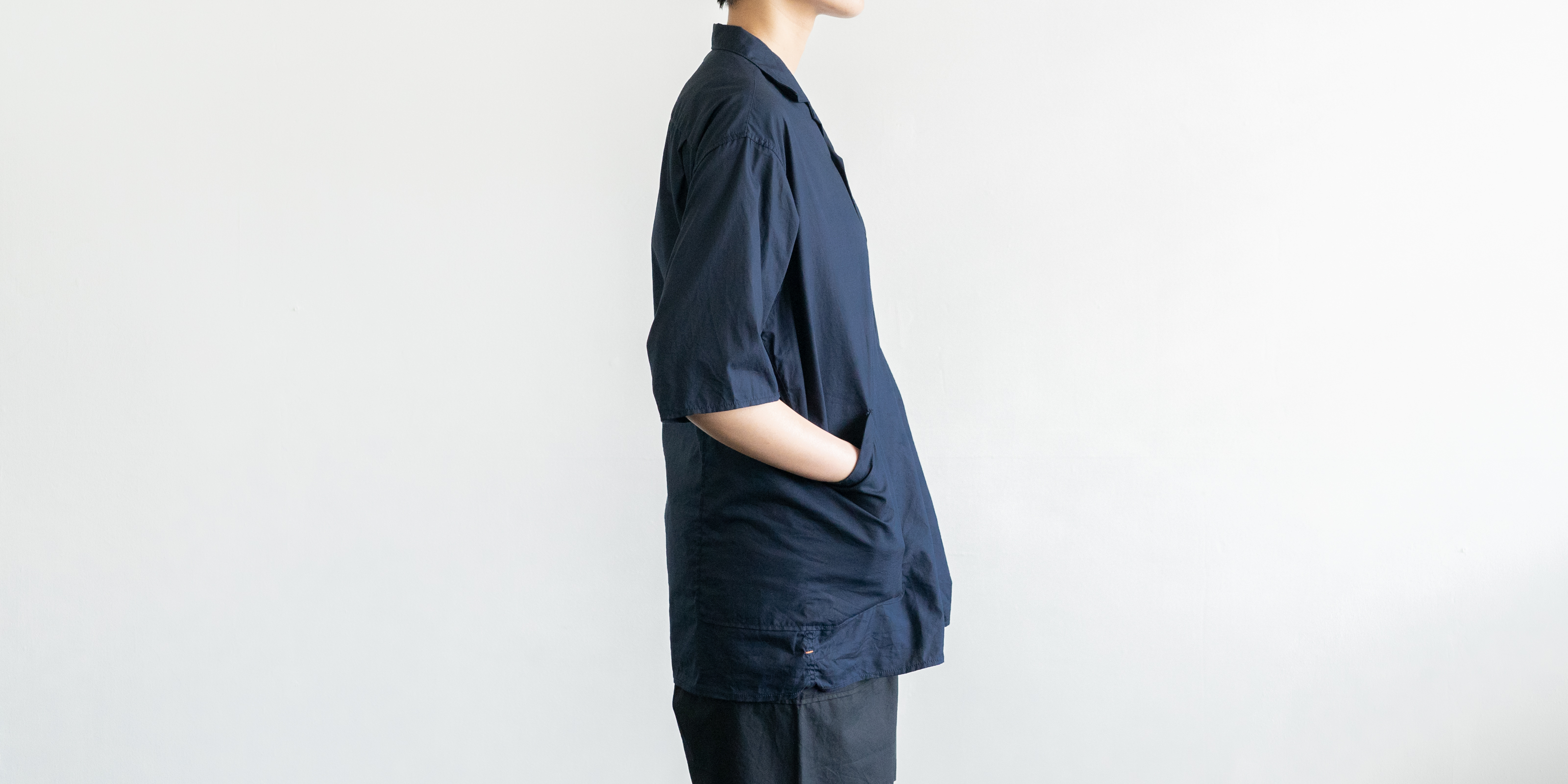 【sold out】d WEAR サイドポケットシャツ・ネイビー・XL