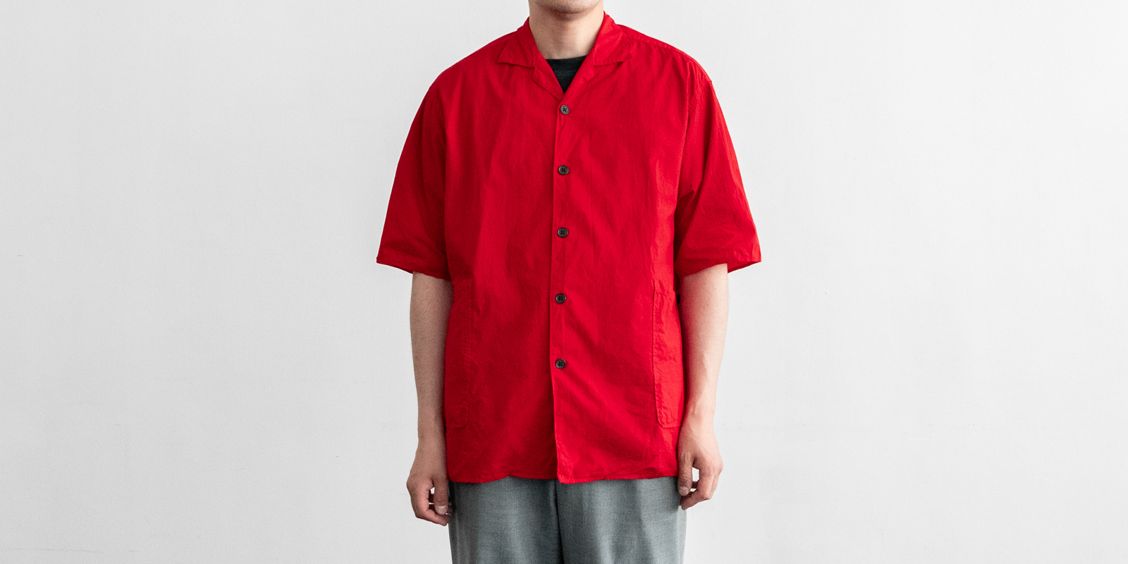 d WEAR サイドポケットシャツ・塩縮加工 レッド・L | D&DEPARTMENT