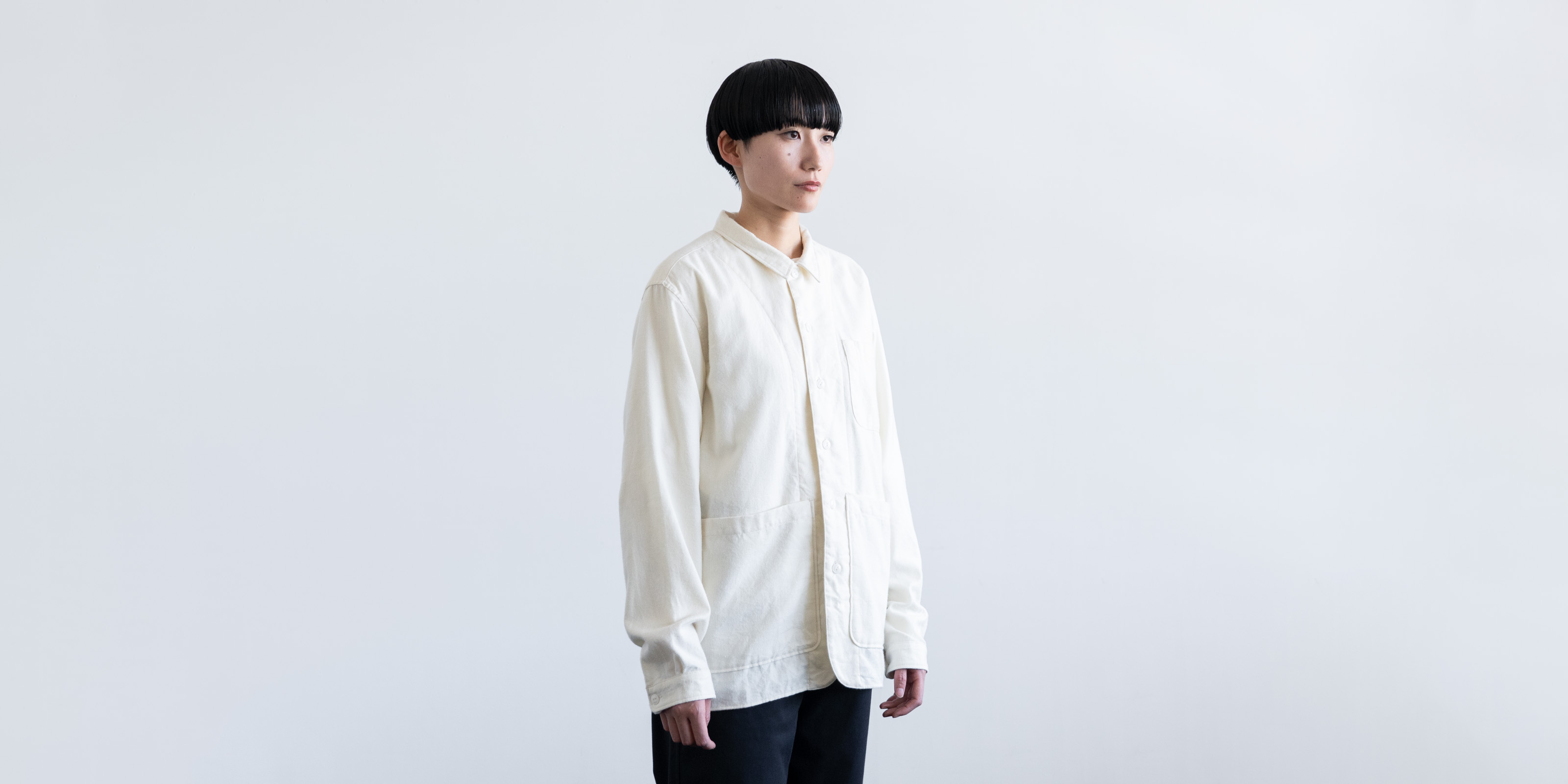 本格派ま！ d WEAR バックポケットシャツ・ビエラホワイト・S | D&DEPARTMENT トップス