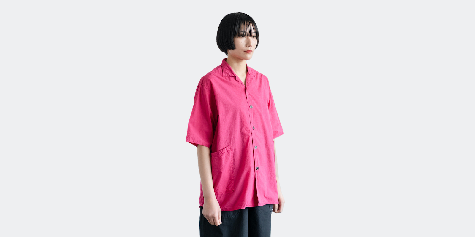 d WEAR サイドポケットシャツ・塩縮加工 ピンク・L | D&DEPARTMENT