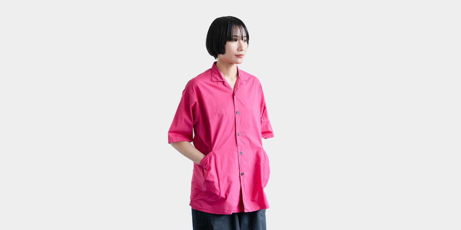 d WEAR サイドポケットシャツ・塩縮加工 ピンク・L | D&DEPARTMENT