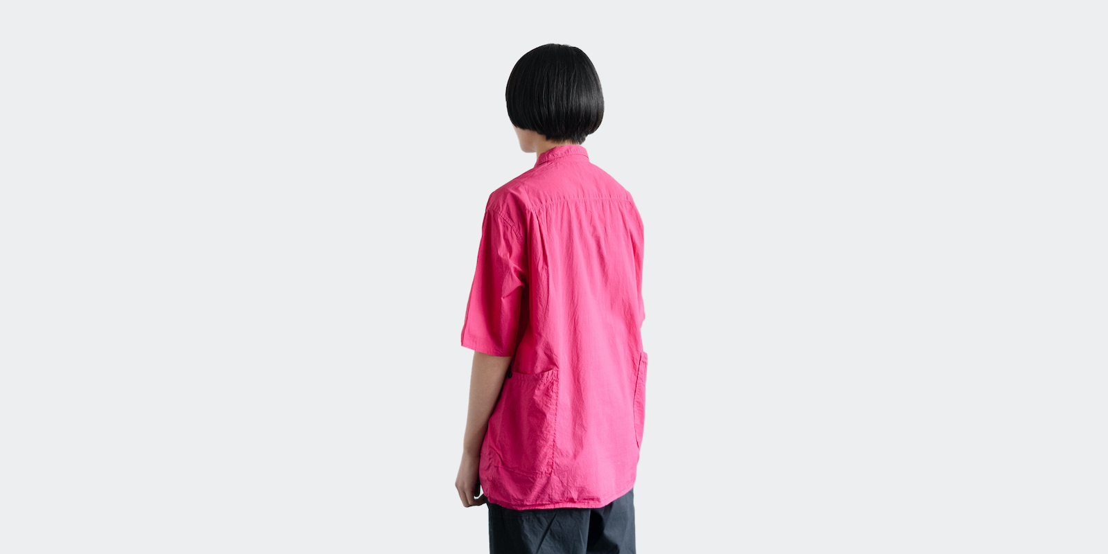 d WEAR サイドポケットシャツ・塩縮加工 ピンク・XL