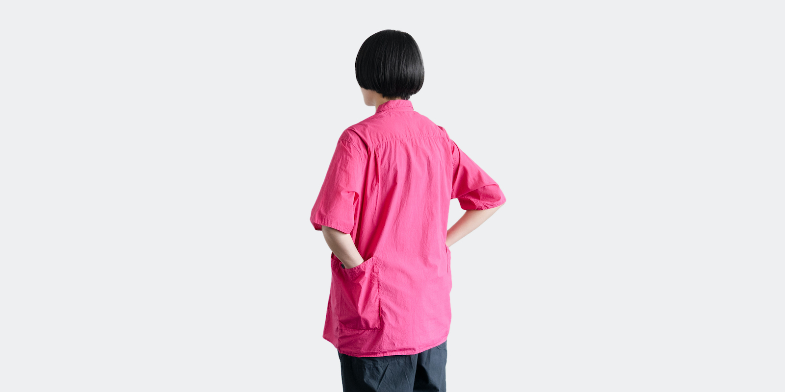 d WEAR サイドポケットシャツ・塩縮加工 ピンク・L【5月中旬出荷予定】