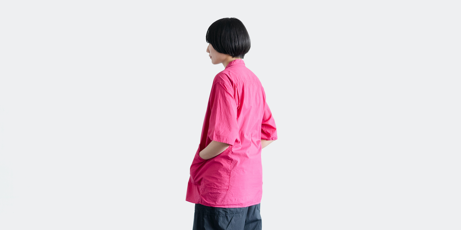 d WEAR サイドポケットシャツ・塩縮加工 ピンク・M【5月中旬出荷予定】