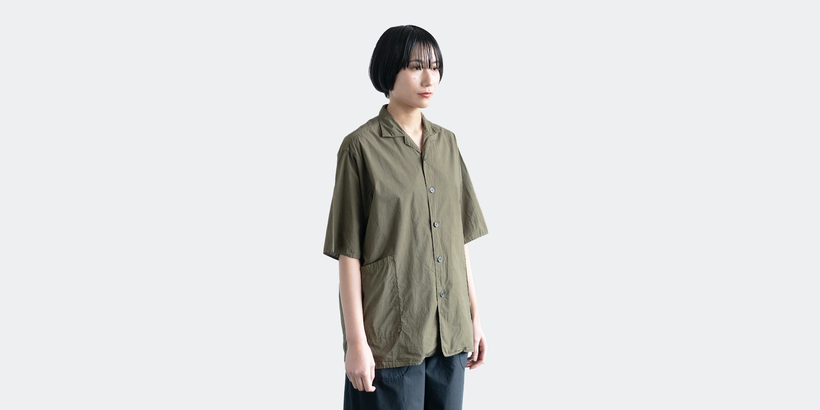 d WEAR サイドポケットシャツ・塩縮加工 カーキ・XL【5月中旬出荷予定】