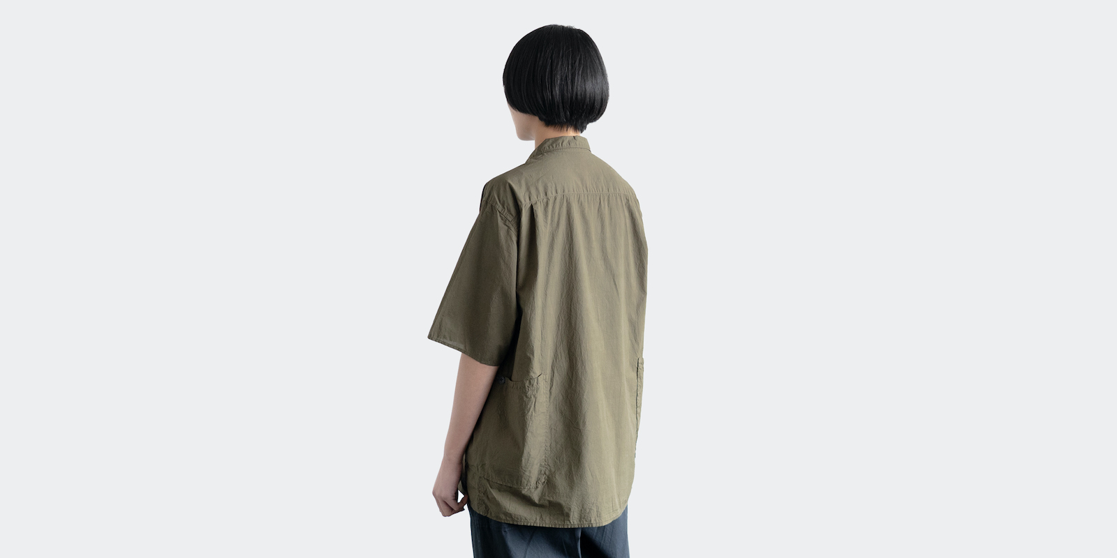 d WEAR サイドポケットシャツ・塩縮加工 カーキ・XL