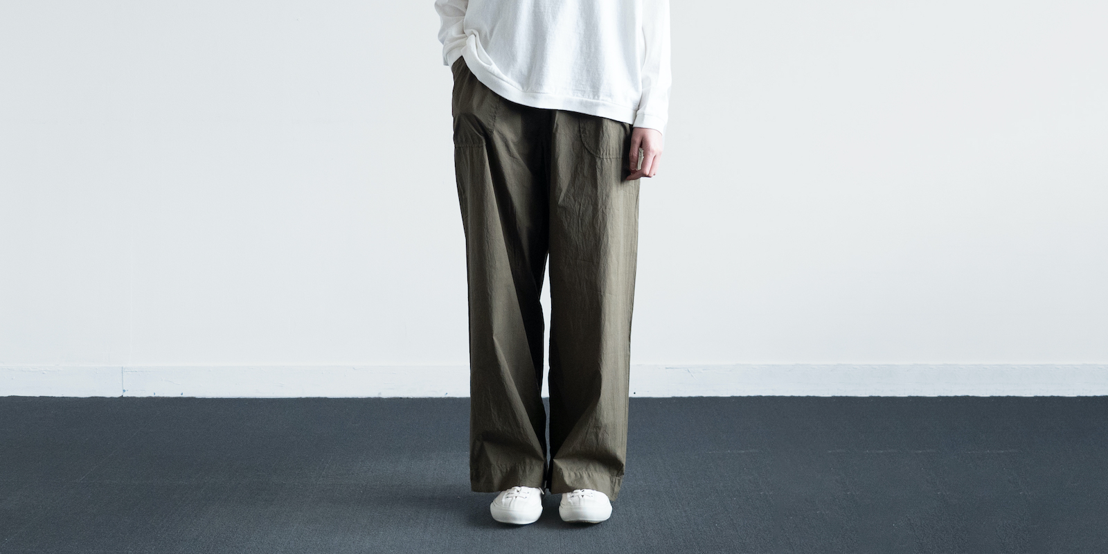 d WEAR サイドポケットパンツ・塩縮加工 カーキ・M | D&DEPARTMENT