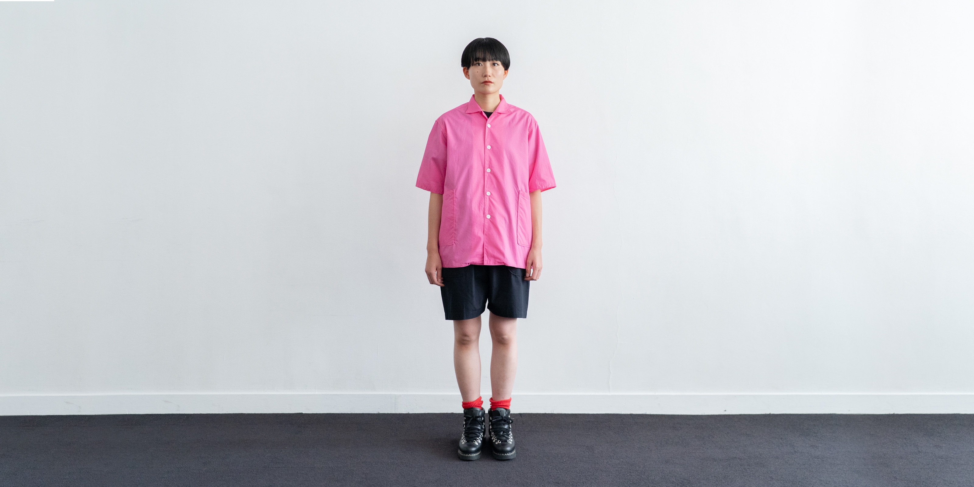 d WEAR サイドポケットシャツ・チェリーピンク・L | D&DEPARTMENT