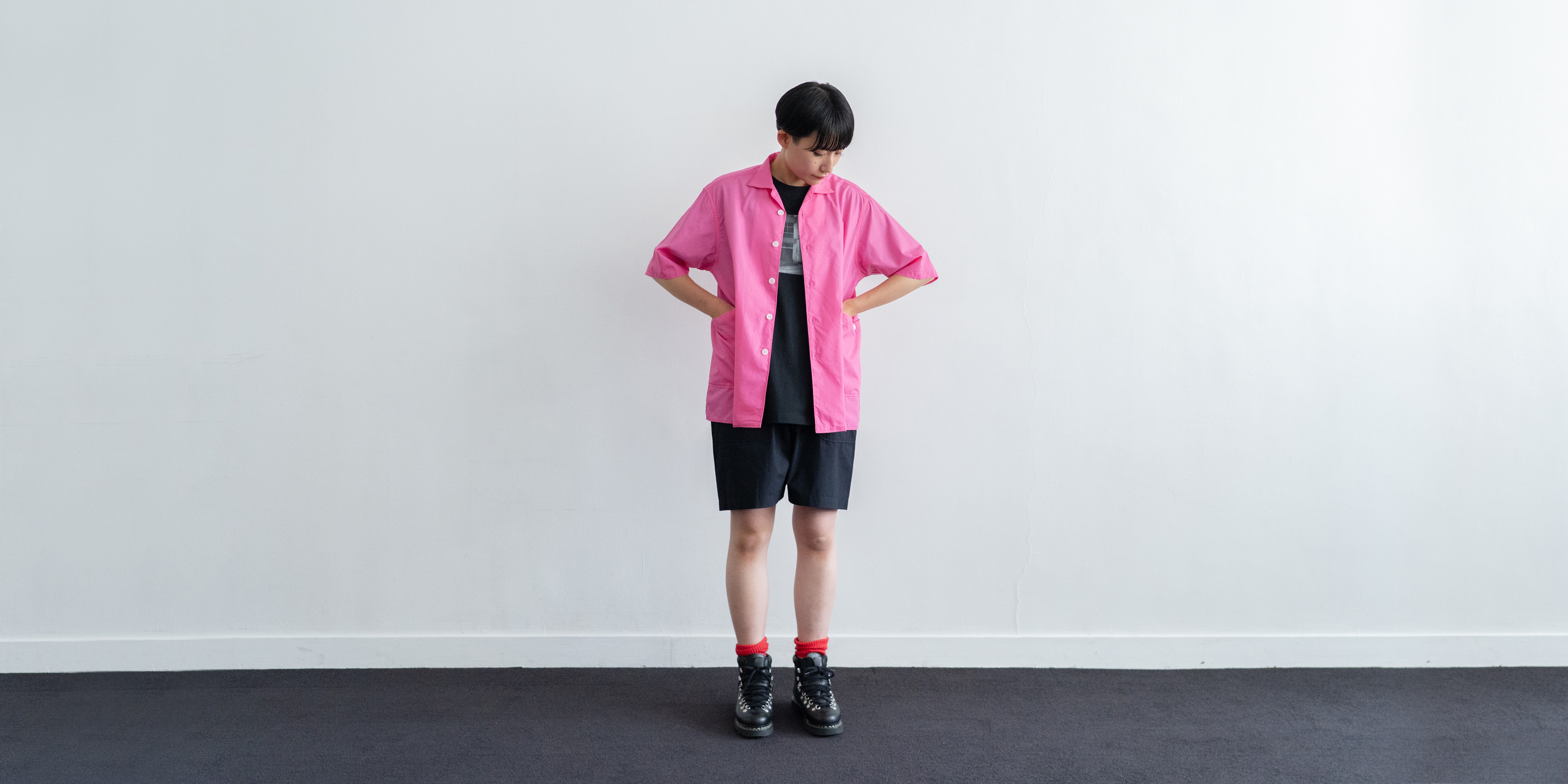d WEAR サイドポケットシャツ・チェリーピンク・M | D&DEPARTMENT