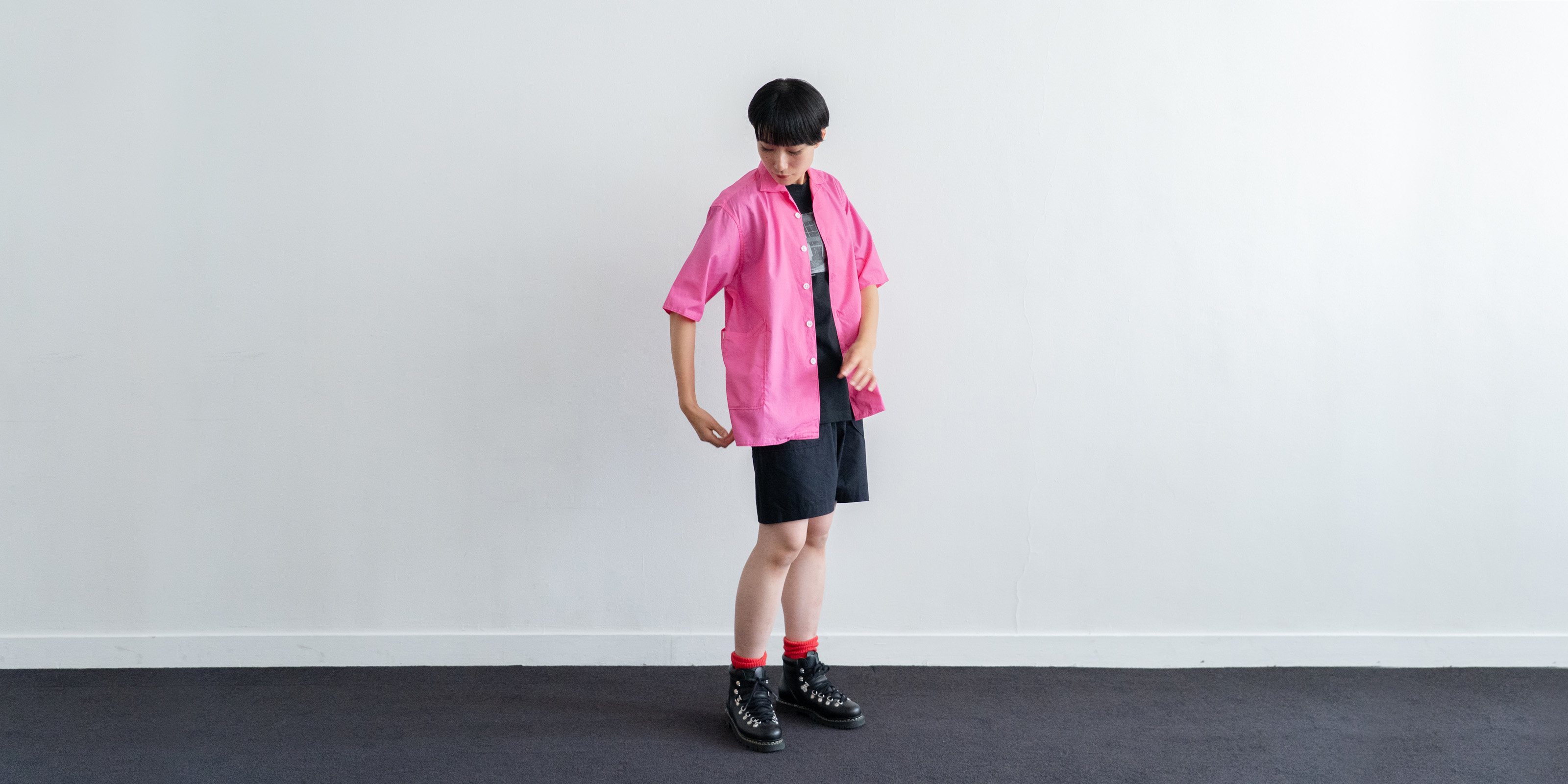 d WEAR サイドポケットシャツ・チェリーピンク・M | D&DEPARTMENT