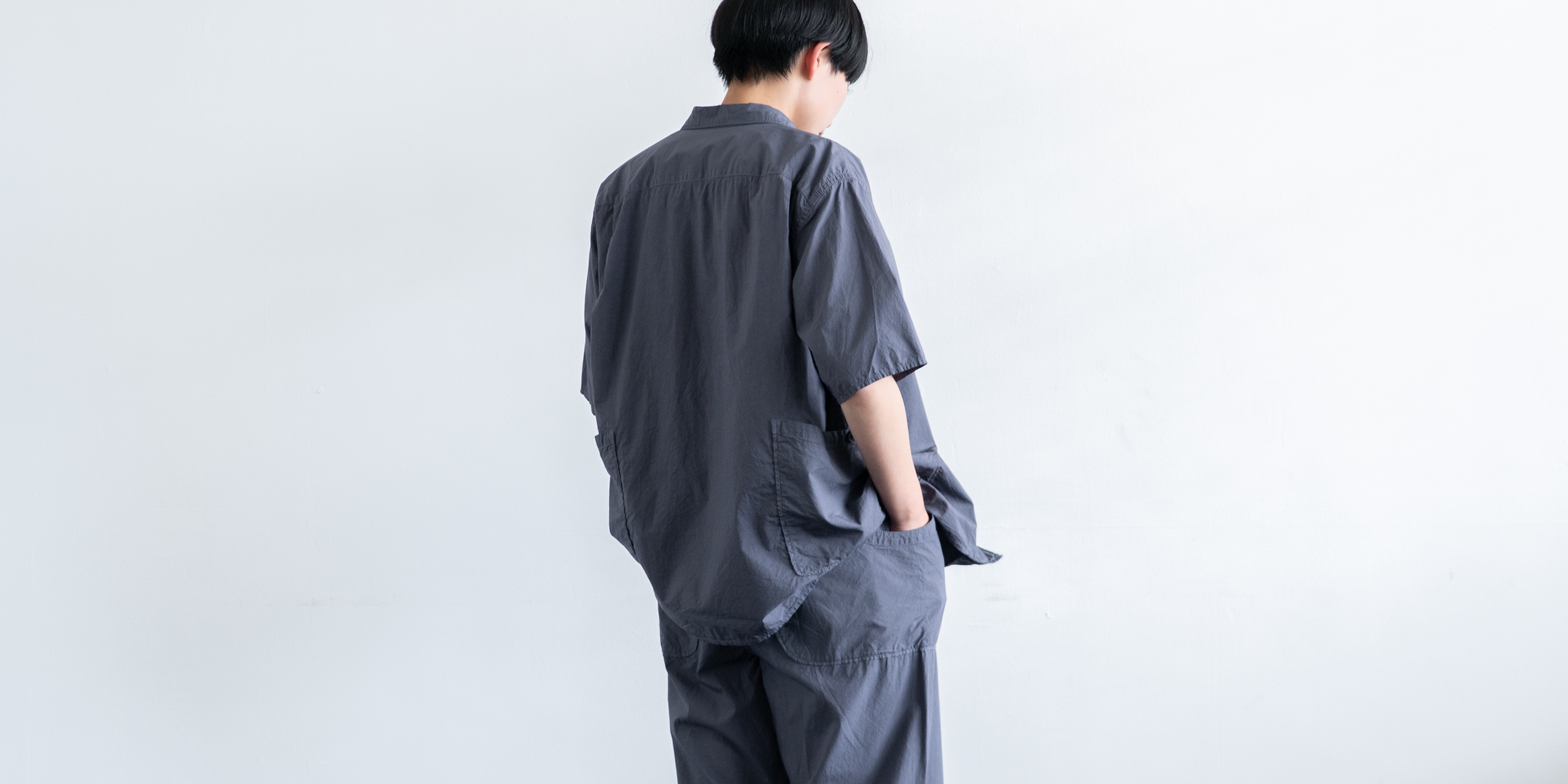 d WEAR サイドポケットパンツ・塩縮加工 グレー ・M | D&DEPARTMENT