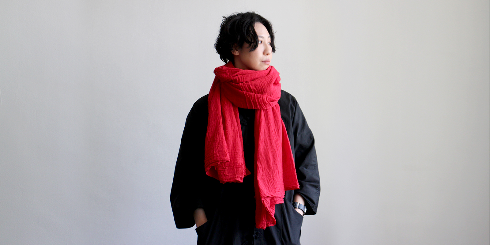 D&DEPARTMENT PROJECT コットンガーゼストール・ライトグレー