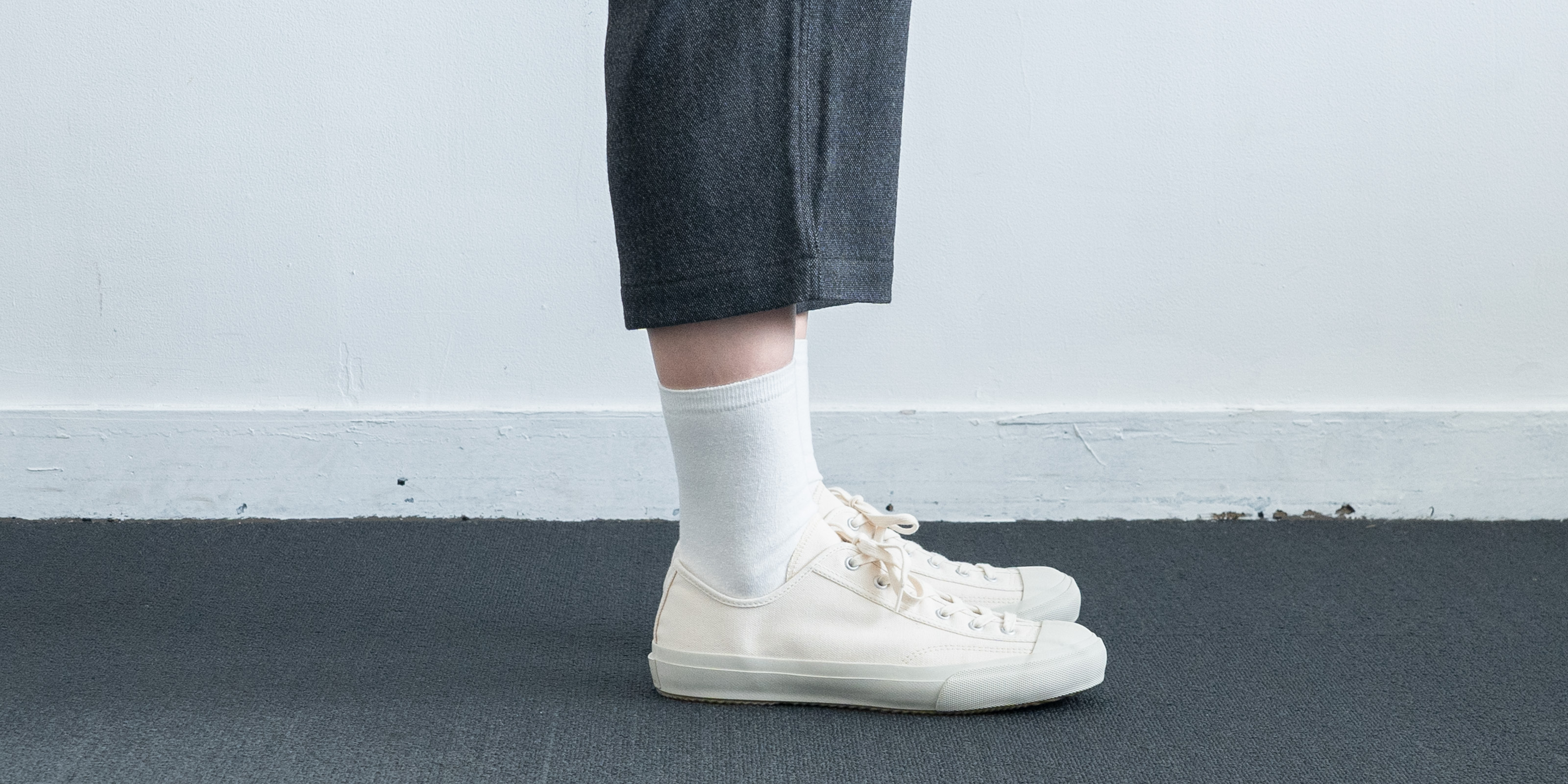 dスムースコットン靴下・ホワイト・22～24cm