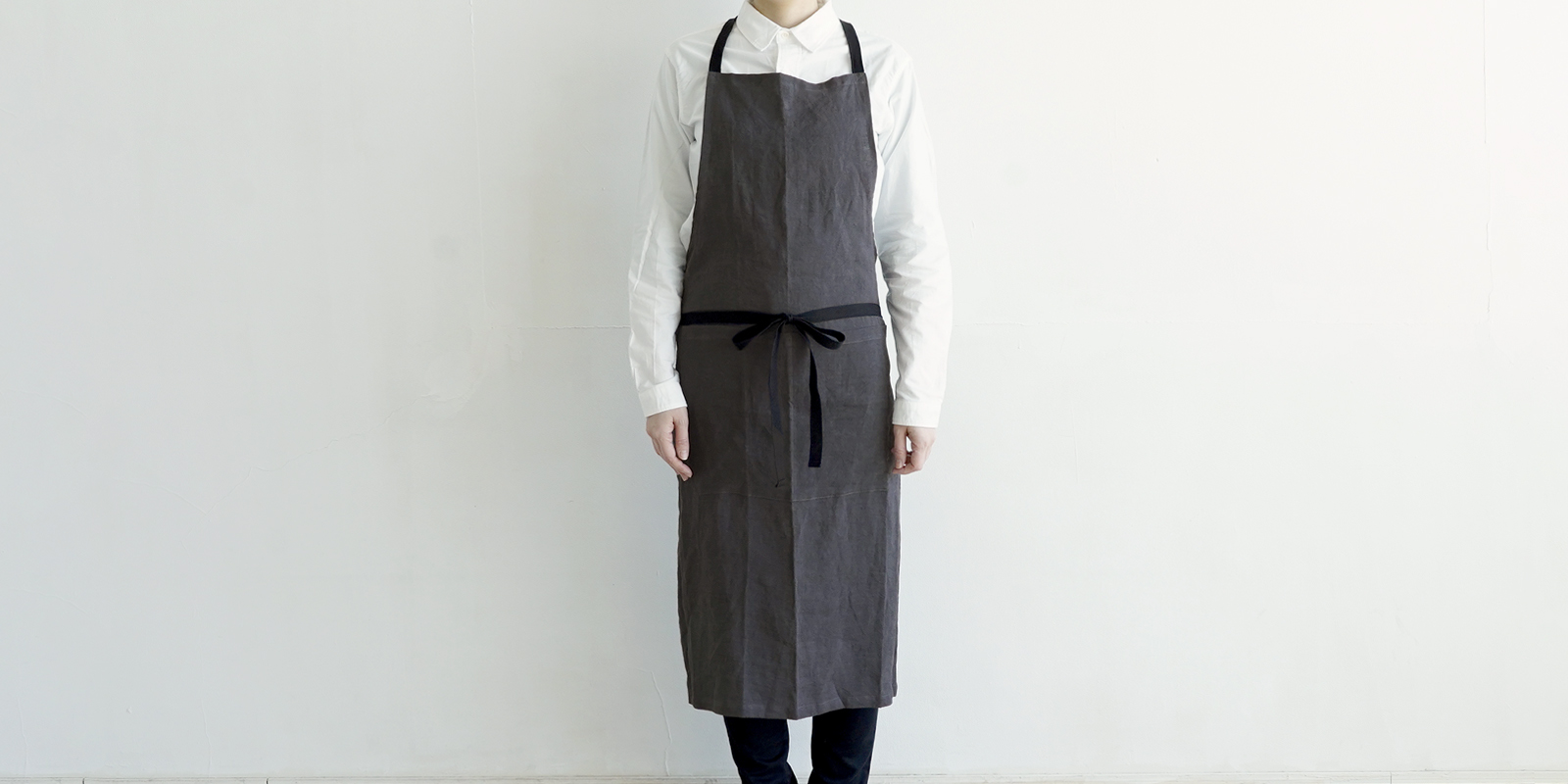 綿麻エプロン　リネンシンプル　おしゃれ　男女　ダークグレー 綿麻エプロン リネンシンプル おしゃれ 男女 ダークグレー リネン